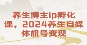 养生博主ip孵化课，2024养生自媒体旗号变现-吾藏分享