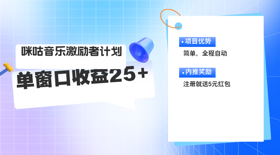 咪咕激励者计划，单窗口收益20~25，可矩阵操作-吾藏分享