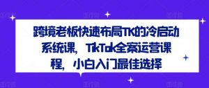 跨境老板快速布局TK的冷启动系统课，TikTok全案运营课程，小白入门最佳选择-吾藏分享