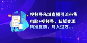 视频号私域直播引流带货：电脑+视频号，私域变现，精准复购，月入过万-吾藏分享