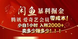 闲鱼全新暴力掘金玩法，官方正品影视会员无成本渠道！小白1小时收…-吾藏分享