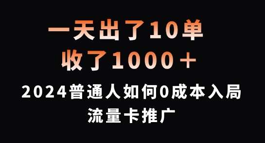 一天出了10单，收了1000+，2024普通人如何0成本入局流量卡推广【揭秘】-吾藏分享