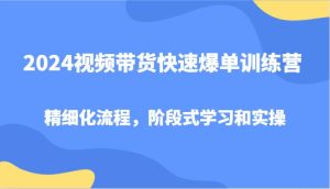 2024视频带货快速爆单训练营，精细化流程，阶段式学习和实操-吾藏分享