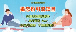 小红书婚恋粉引流，不用开直播！不用拍视频！不用做交付-吾藏分享