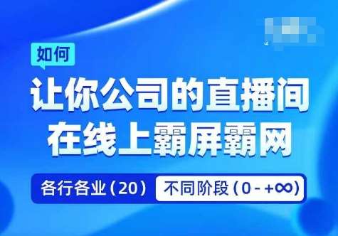 企业矩阵直播霸屏实操课，让你公司的直播间在线上霸屏霸网-吾藏分享