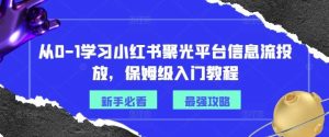 从0-1学习小红书聚光平台信息流投放，保姆级入门教程-吾藏分享