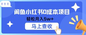 小鱼小红书0成本项目，利润空间非常大，纯手机操作！-吾藏分享