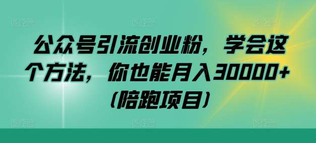 公众号引流创业粉，学会这个方法，你也能月入30000+ (陪跑项目)-吾藏分享