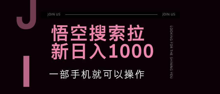 悟空搜索类拉新 蓝海项目 一部手机就可以操作 教程非常详细-吾藏分享