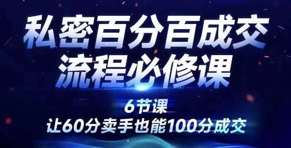 私密百分百成交流程线上训练营，绝对成交，让60分卖手也能100分成交-吾藏分享