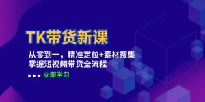 TK带货新课：从零到一，精准定位+素材搜集 掌握短视频带货全流程-吾藏分享