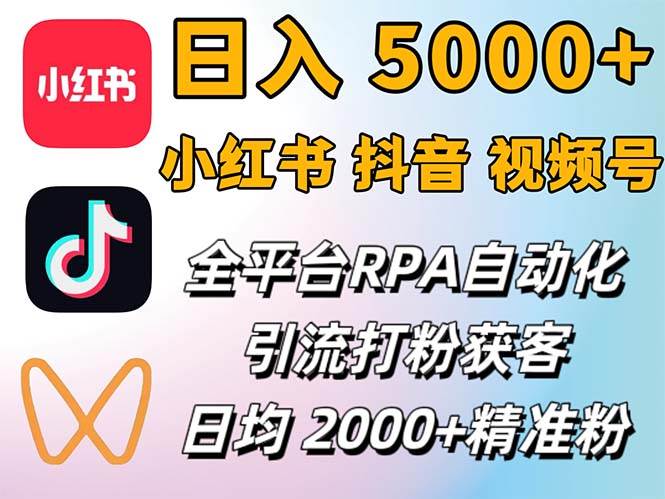 小红书、抖音、视频号RPA全自动矩阵引流截流获客工具，日均2000+精准粉丝-吾藏分享