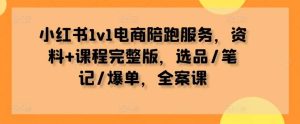 小红书1v1电商陪跑服务，资料+课程完整版，选品/笔记/爆单，全案课-吾藏分享