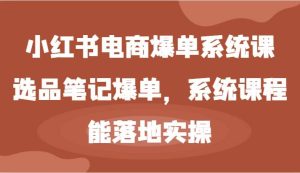 小红书电商爆单系统课-选品笔记爆单，系统课程，能落地实操-吾藏分享