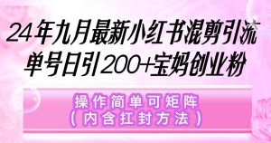 小红书混剪引流，单号日引200+宝妈创业粉，操作简单可矩阵（内含扛封…-吾藏分享