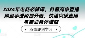 2024年电商必修课，抖音商家直播操盘手进阶提升班，快速突破直播电商业务停滞期-吾藏分享