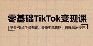 零基础TikTok变现课：苹果/安卓手机配置，最新变现策略，日赚500+技巧-吾藏分享