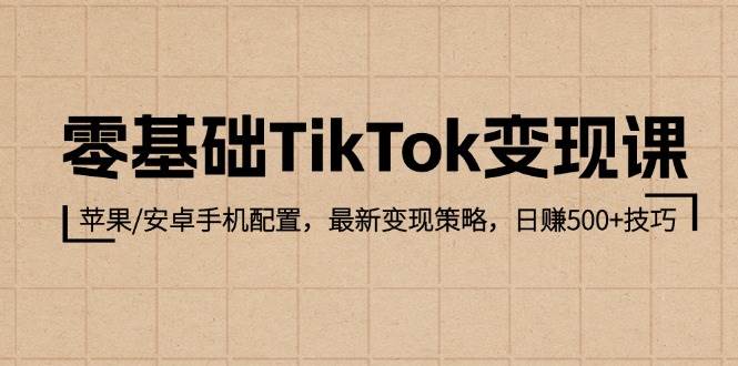 零基础TikTok变现课：苹果/安卓手机配置，最新变现策略，日赚500+技巧-吾藏分享