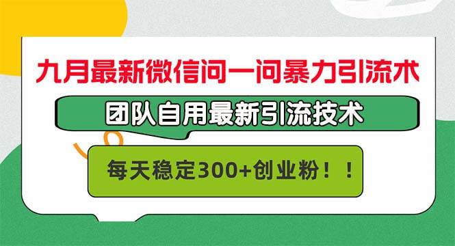 九月最新微信问一问暴力引流术，团队自用引流术，每天稳定300+创…-吾藏分享