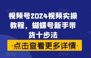 视频号2024视频实操教程，蝴蝶号新手带货十步法-吾藏分享