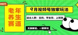 视频号最新玩法，老年养生赛道一键原创，多种变现渠道，可批量操作，日…-吾藏分享