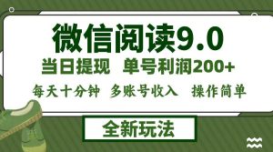 微信阅读9.0新玩法，每天十分钟，单号利润200+，简单0成本，当日就能提…-吾藏分享