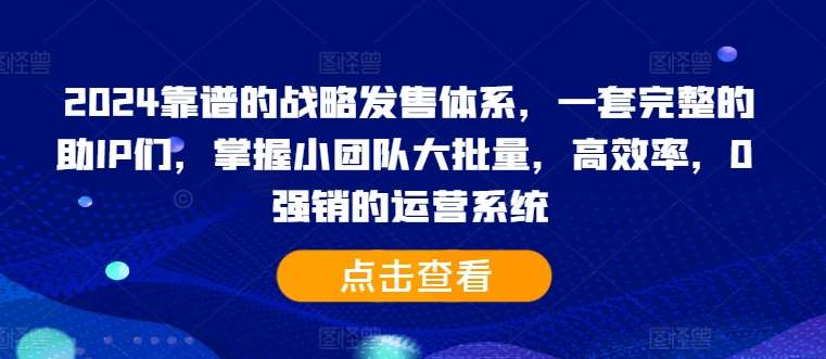 2024靠谱的战略发售体系，一套完整的助IP们，掌握小团队大批量，高效率，0 强销的运营系统-吾藏分享