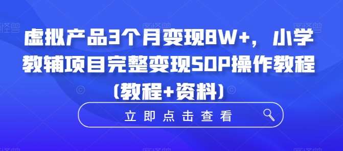 虚拟产品3个月变现8W+，小学教辅项目完整变现SOP操作教程(教程+资料)-吾藏分享