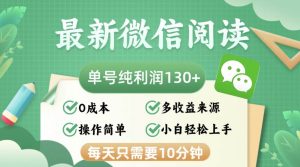 最新微信阅读，每日10分钟，单号利润130＋，可批量放大操作，简单0成本-吾藏分享