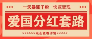 一个极其火爆的涨粉玩法，一天暴涨千粉的爱国分红套路，快速变现日入300+-吾藏分享