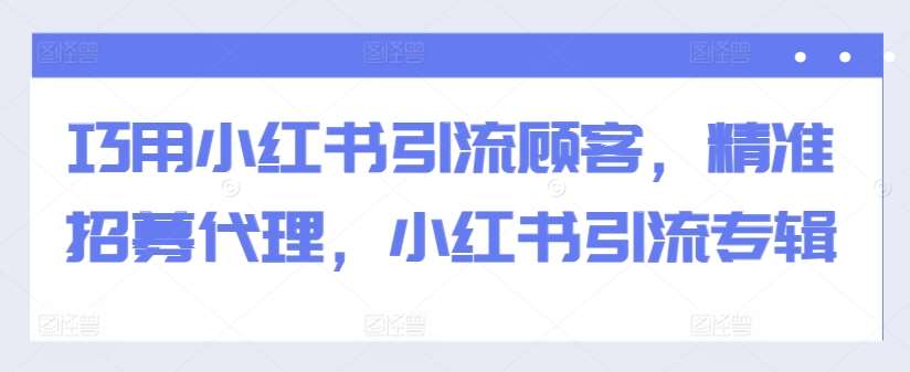 巧用小红书引流顾客，精准招募代理，小红书引流专辑-吾藏分享