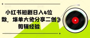 小红书短剧日入4位数，爆单大佬分享二创剪辑经验-吾藏分享