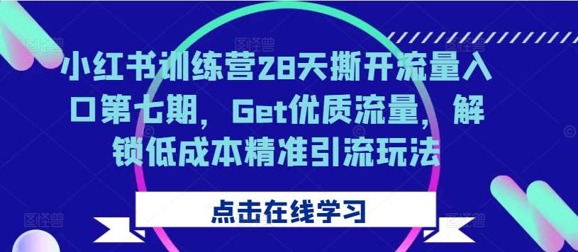 小红书训练营28天撕开流量入口第七期，Get优质流量，解锁低成本精准引流玩法-吾藏分享