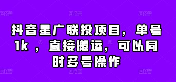 抖音星广联投项目，单号1k ，直接搬运，可以同时多号操作【揭秘】-吾藏分享