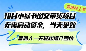 10月份小绿书图文带货项目 无需启动资金 当天见效 普通人一天轻松搞几百块-吾藏分享