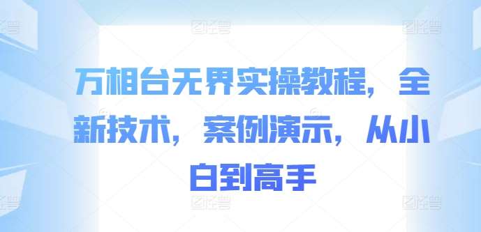 万相台无界实操教程，全新技术，案例演示，从小白到高手-吾藏分享