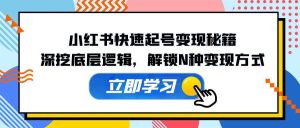 小红书快速起号变现秘籍：深挖底层逻辑，解锁N种变现方式-吾藏分享