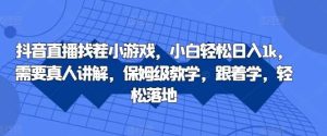 抖音直播找茬小游戏，小白轻松日入1k，需要真人讲解，保姆级教学，跟着学，轻松落地【揭秘】-吾藏分享