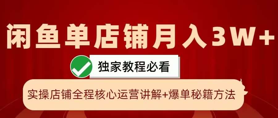 闲鱼单店铺月入3W+实操展示，爆单核心秘籍，一学就会【揭秘】-吾藏分享