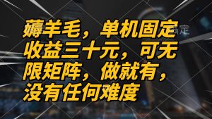 薅羊毛项目，单机三十元，做就有，可无限矩阵 无任何难度-吾藏分享