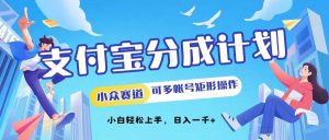 支付宝分成计划小众赛道可多号矩形操作。小白轻松上手，日入1000-吾藏分享