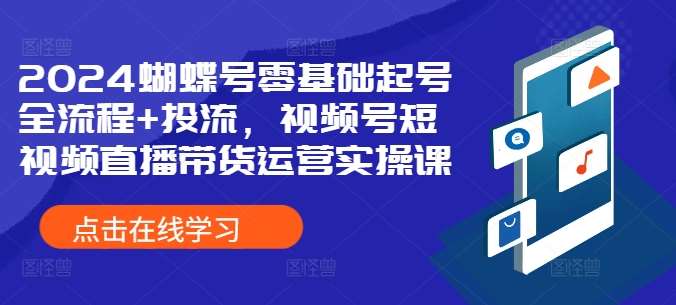 2024蝴蝶号零基础起号全流程+投流，视频号短视频直播带货运营实操课-吾藏分享