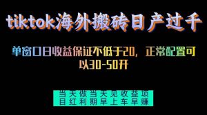 tiktok海外搬砖项目单机日产过千当天做当天见收益-吾藏分享