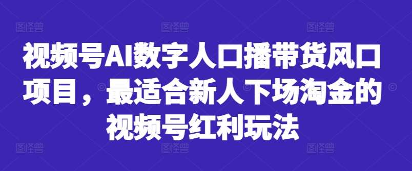 视频号AI数字人口播带货风口项目，最适合新人下场淘金的视频号红利玩法-吾藏分享