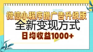 微信小程序撸广告升级版，全新变现方式，日均收益1000+-吾藏分享