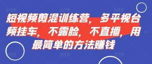 短视频‮剪混‬训练营，多平‮视台‬频挂车，不露脸，不直播，用最简单的方法赚钱-吾藏分享