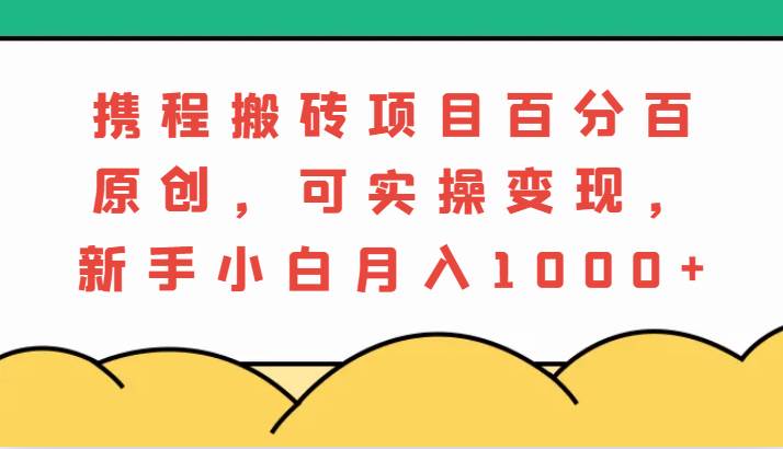 携程搬砖项目，百分百原创，可实操变现，新手小白月入1000+-吾藏分享