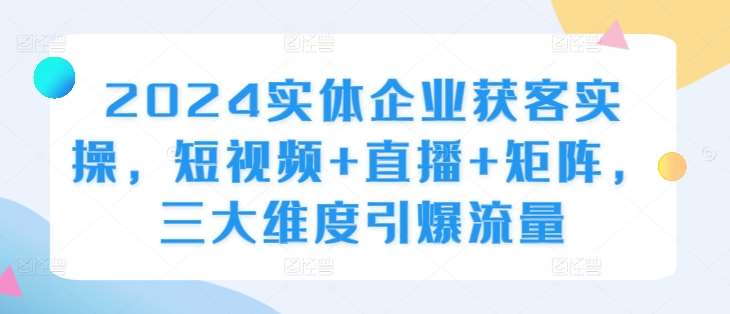 2024实体企业获客实操，短视频+直播+矩阵，三大维度引爆流量-吾藏分享