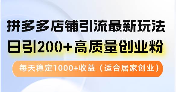 拼多多店铺引流最新玩法，日引200+高质量创业粉，每天稳定1000+收益（…-吾藏分享