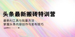 头条最新搬砖特训营：最新AI工具与批量方法，掌握头条内容创作与发布技巧-吾藏分享